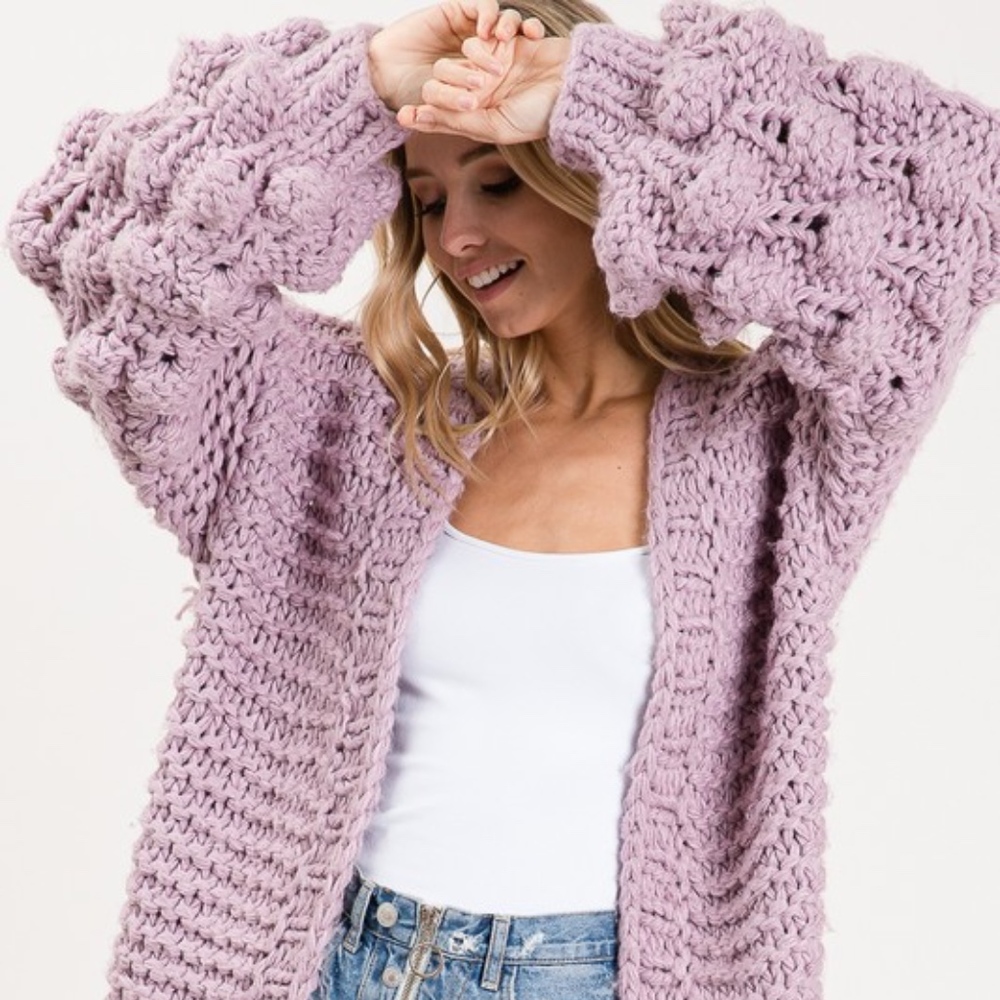 GIA Hand made Pom Pom Detail Sleeve Cardigan - Picture 4 of 5